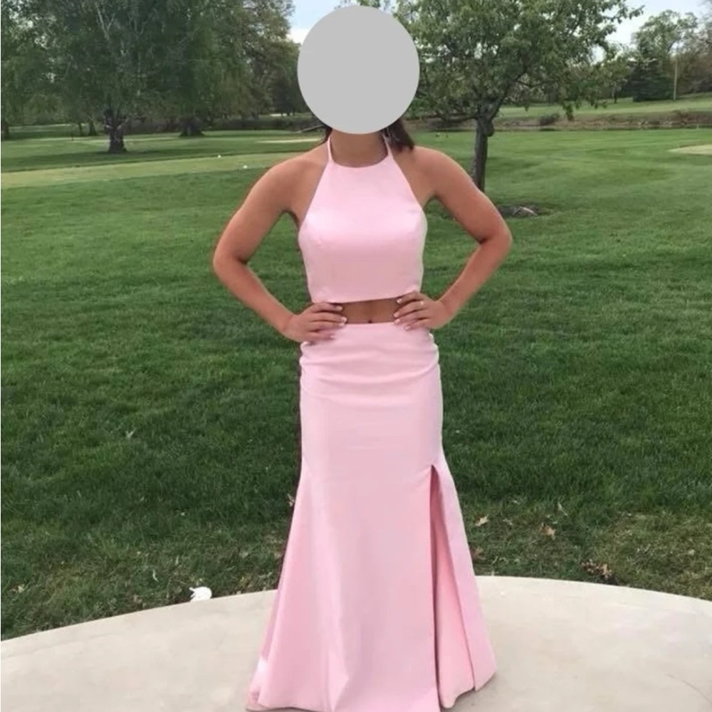 Elegant Pink Two-Piece Gown